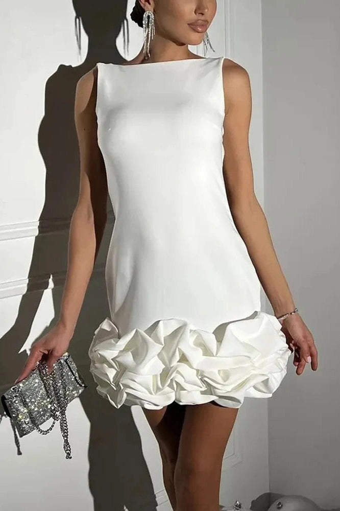 Glorol - Patchwork Sleeveless High Waist Backless Mini Dress