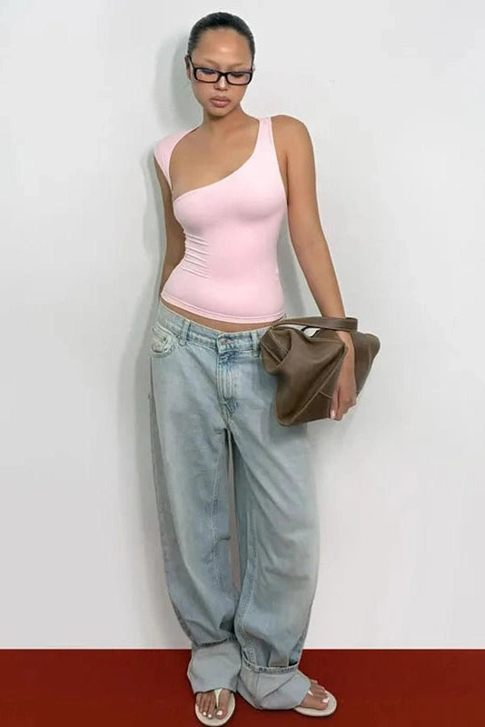 Glorol - Sleeveless Slim Irregular Top