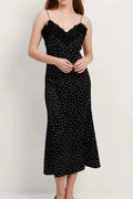 Glorol - Lace V-Neck Backless High Waist Midi Dress