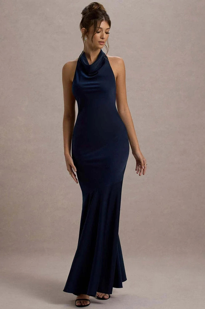 Glorol - Elegant Sleeveless Backless Pleated Maxi Dress
