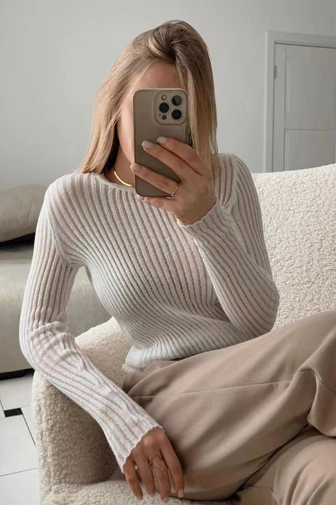 Glorol - See-Through Slim Long Sleeve Top