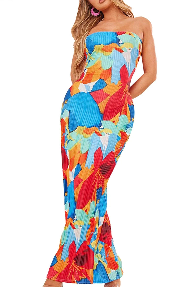 Glorol - Sleeveless Off-Shoulder Strapless Maxi Dress
