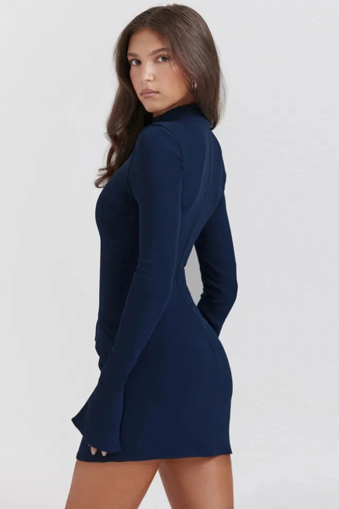 Glorol - Elegant Long Sleeve Bodycon Mini Dress
