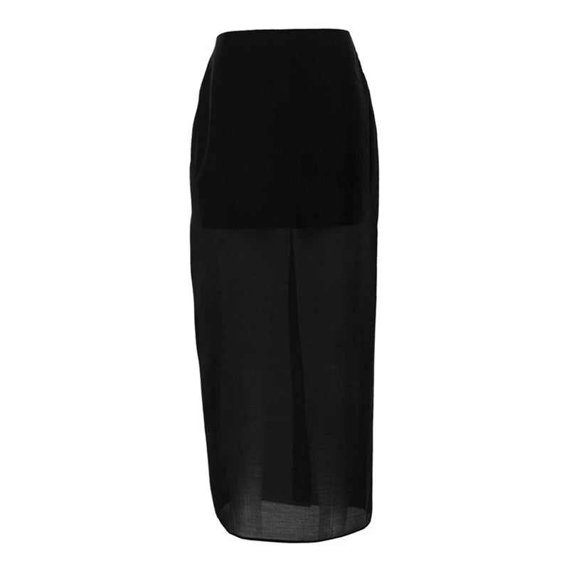 Glorol - High Waist Double-Layer Slit Hip Skirt