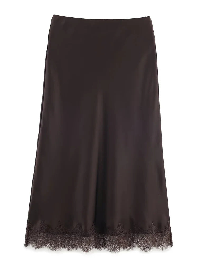 Glorol - High Waist Printed Lace Skirt