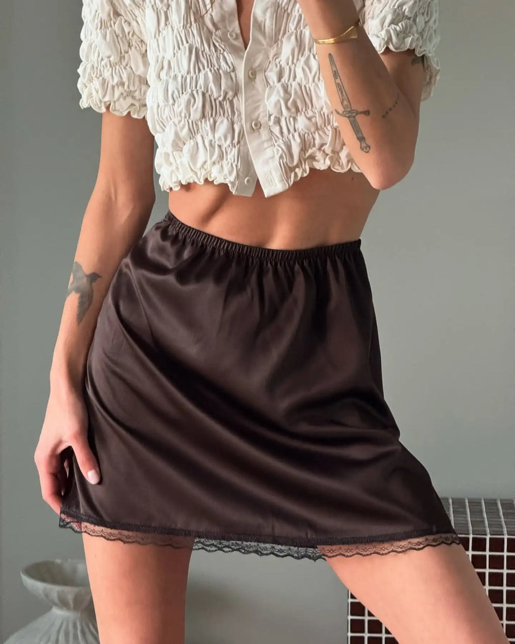 Glorol - Chic High Elastic Waist Lace Skirt