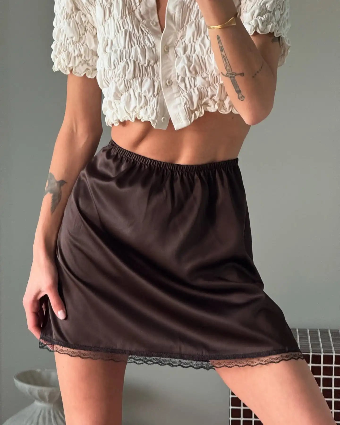 Glorol - Chic High Elastic Waist Lace Skirt