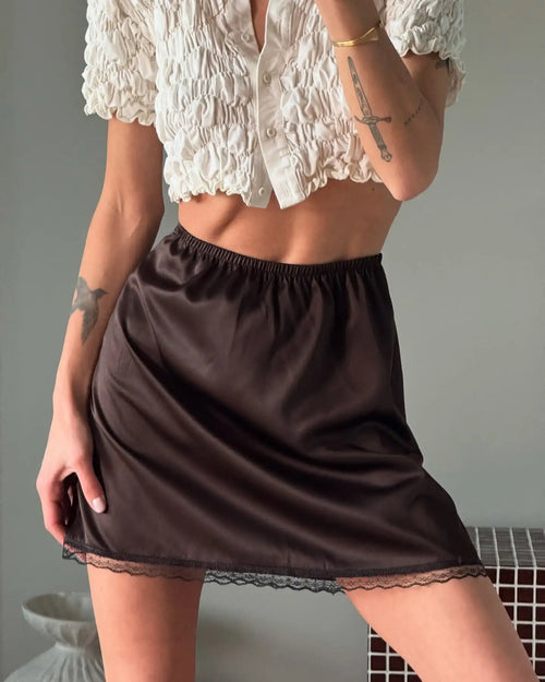 Glorol - Chic High Elastic Waist Lace Skirt