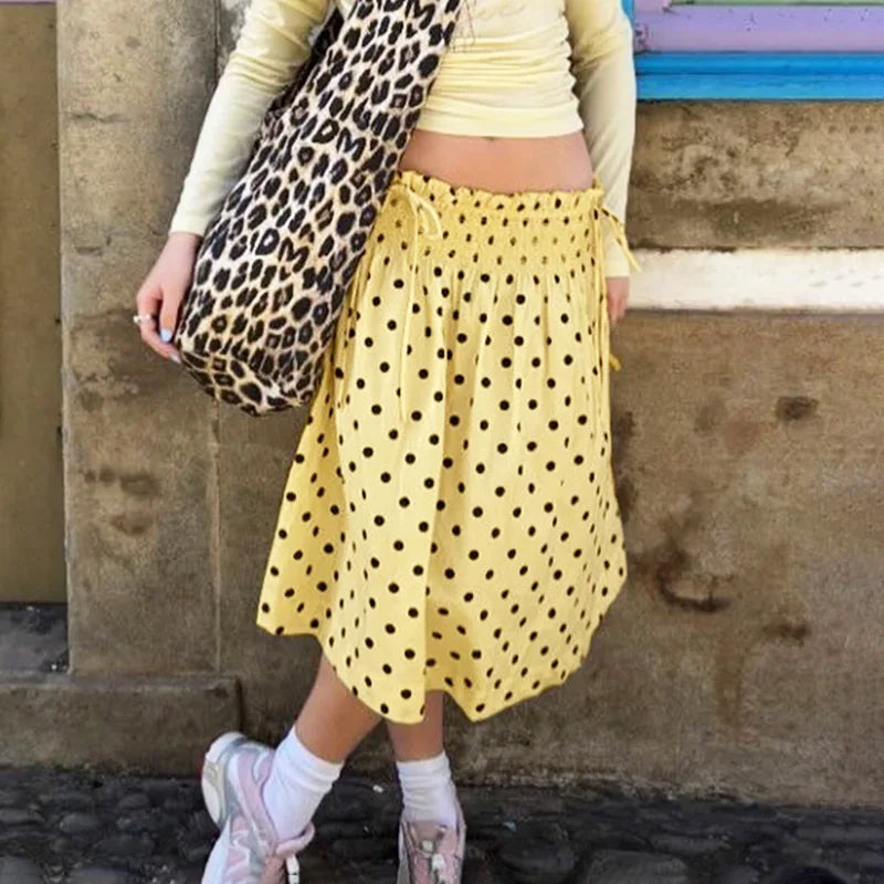 Glorol - Loose Polka Dot Lace Up Sleeveless Mini Dress