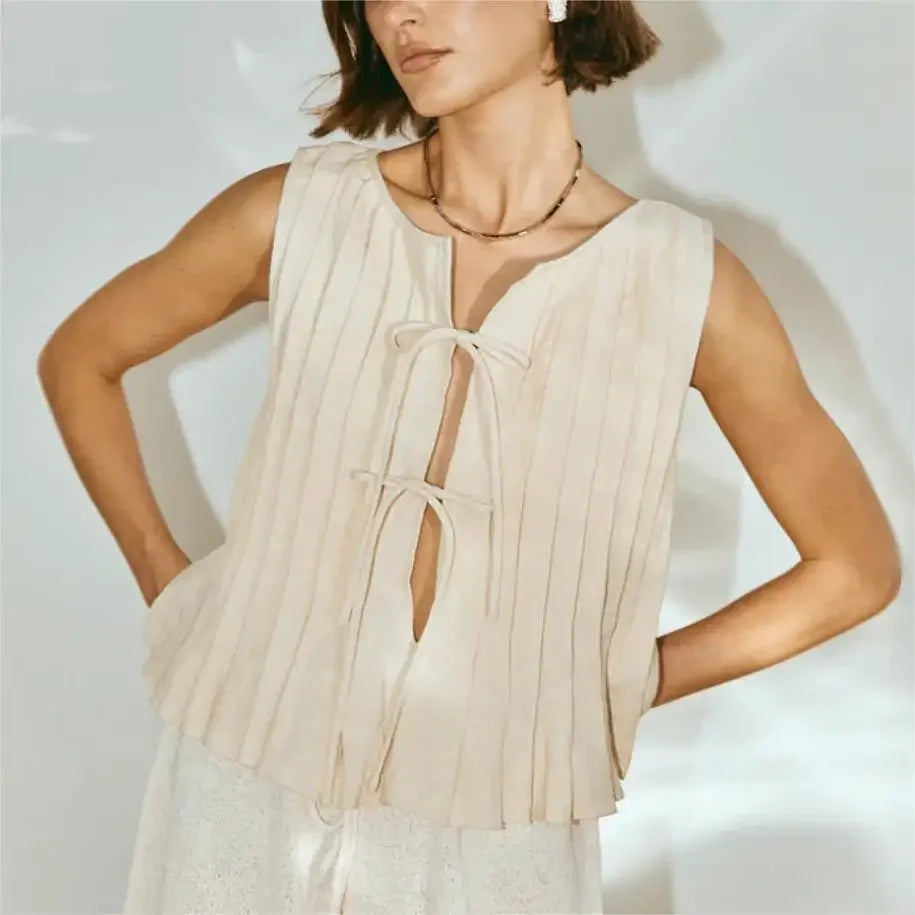 Glorol - Lace-Up Loose Sleeveless Top