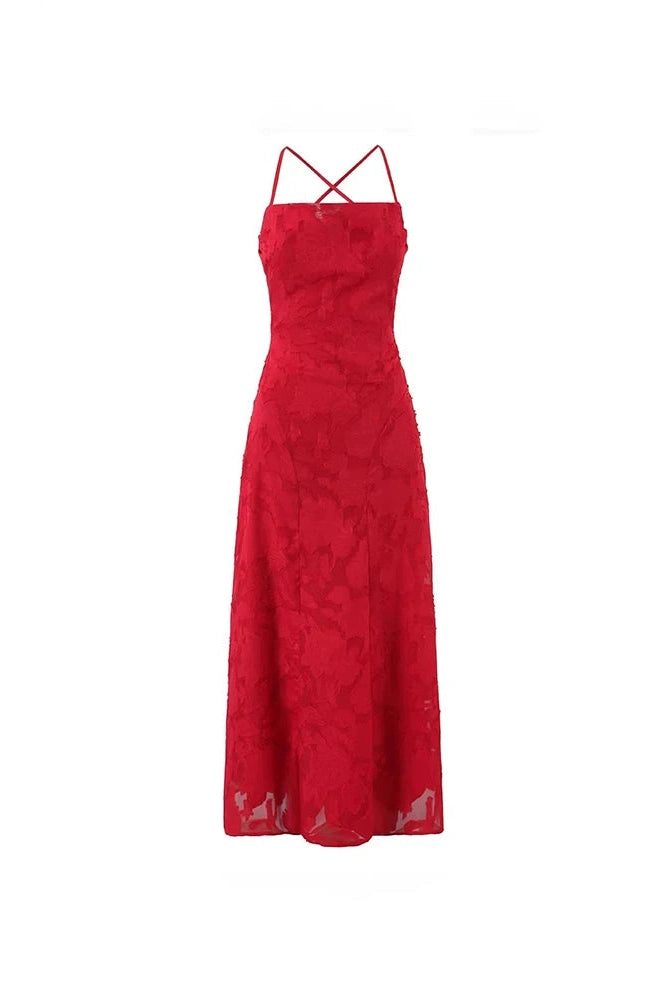 Glorol - Hollow Out Sleeveless Pleat Backless Lace Up Maxi Dress