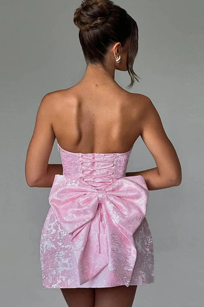 Glorol - Off-shoulder Strapless Sleeveless Backless Mini Dress