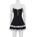 Glorol - Lace Sleeveless High Waist Slim Mini Dress