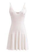 Glorol - Elegant Knitted Sleeveless V Neck Slim Mini Dress