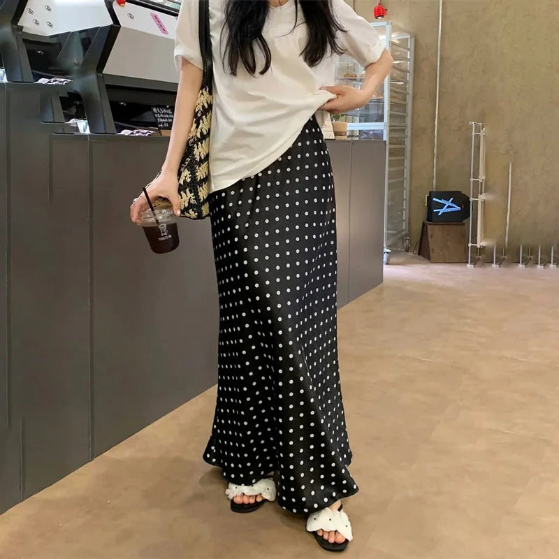 Glorol - High Waist Polka Dot Printed Skirt