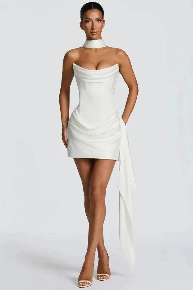 Glorol - Off-Shoulder Strapless Sleeveless Backless High Waist Mini Dress