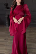Glorol - Elegant Slim Long Sleeve High Waisted Maxi Dress