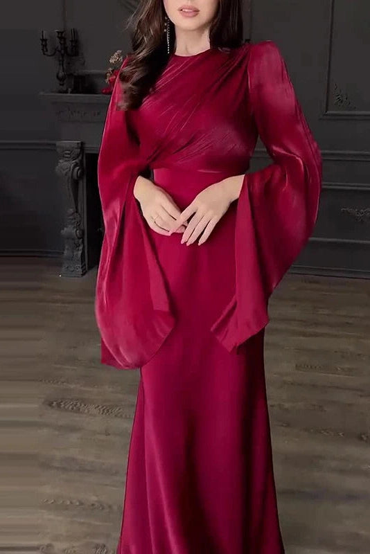 Glorol - Elegant Slim Long Sleeve High Waisted Maxi Dress