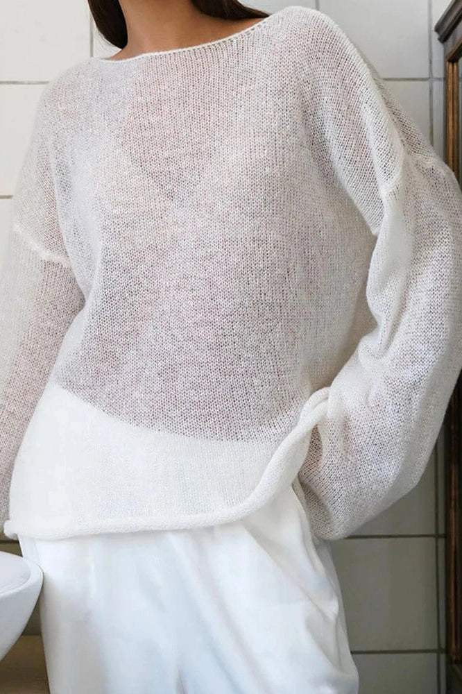 Glorol - Round Neck Loose Long Sleeve Top