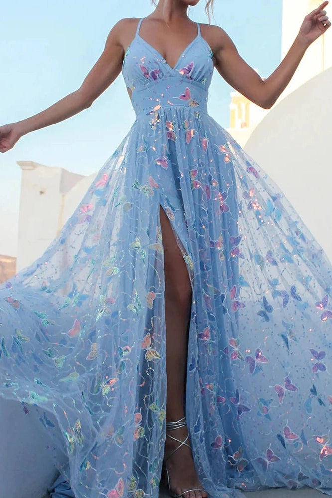 Glorol - Elegant Sleeveless Pleated High Waist V-Neck Maxi Dress