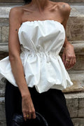 Glorol - Pleated Backless High Waist Top