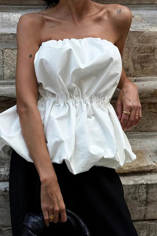 Glorol - Pleated Backless High Waist Top