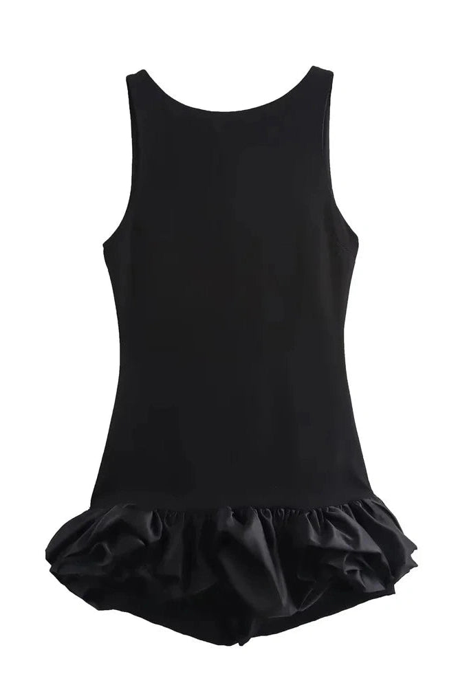 Glorol - Patchwork Sleeveless High Waist Backless Mini Dress