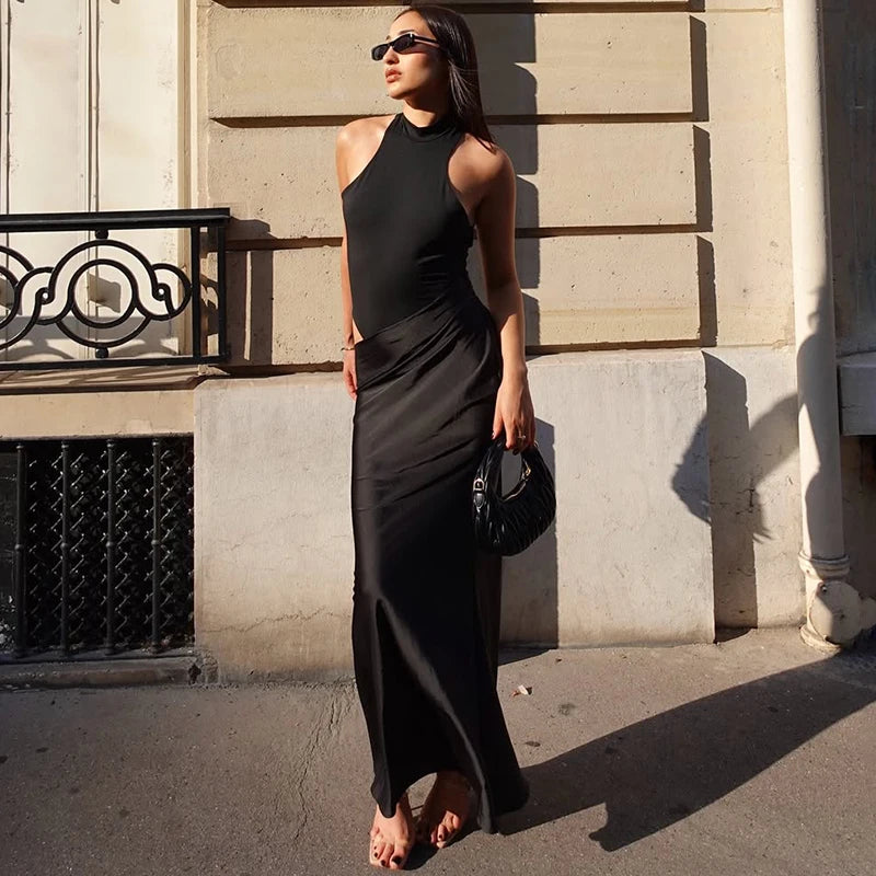 Glorol - Hollow Sleeveless High Waist Maxi Dress