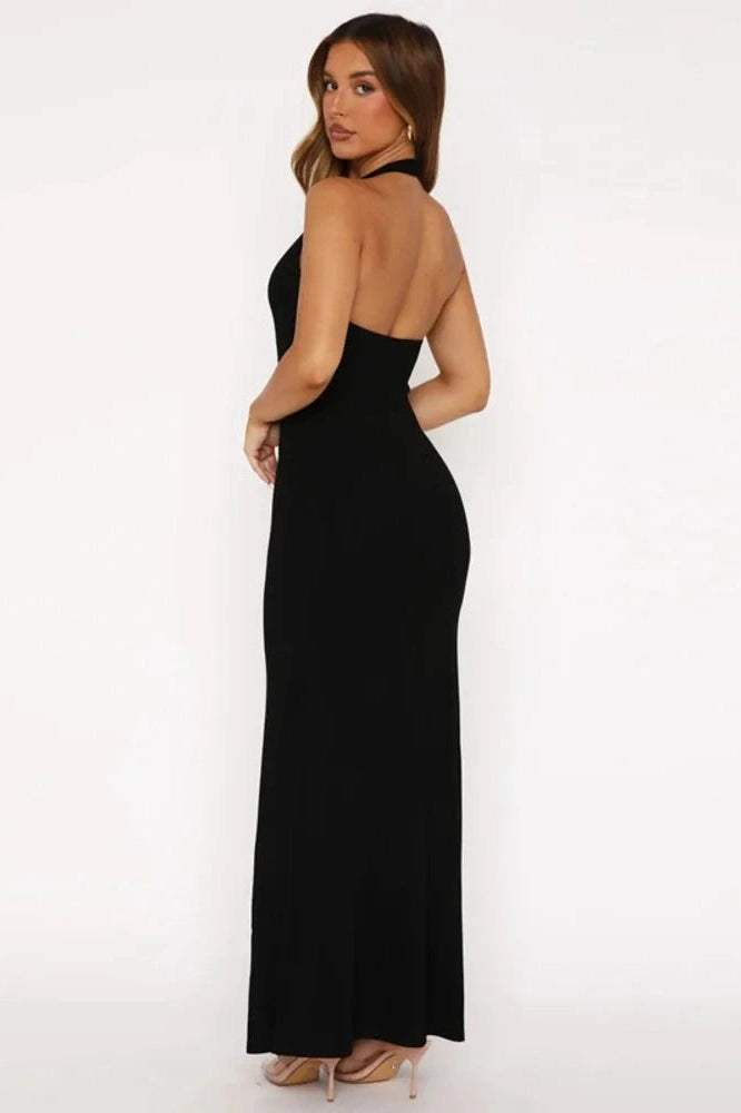 Glorol - Backless U Neck Sleeveless High Waist Maxi Dress