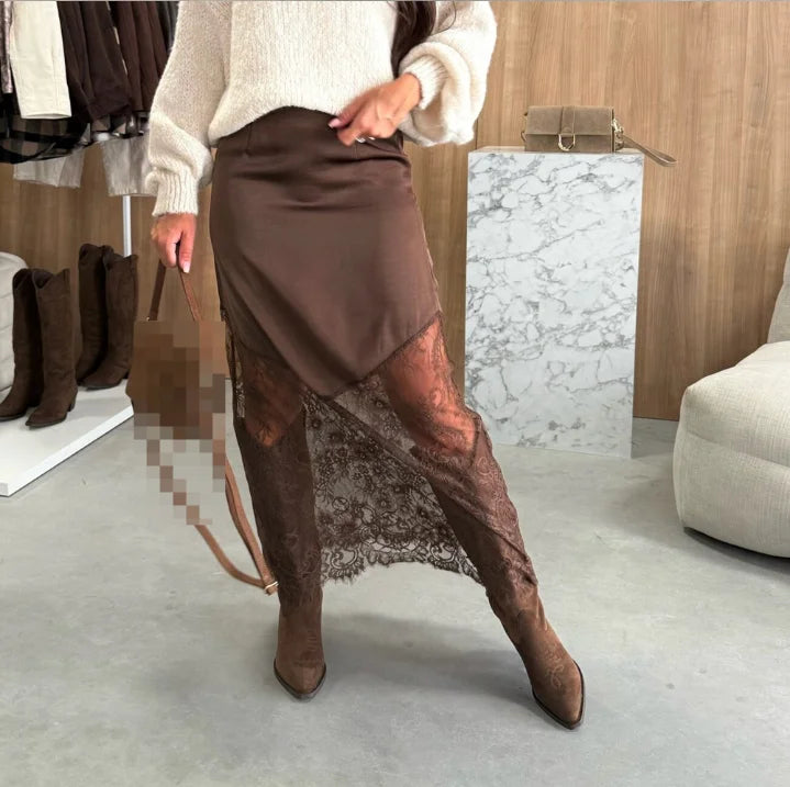 Glorol - Elegant Loose Splicing High Waist Skirt