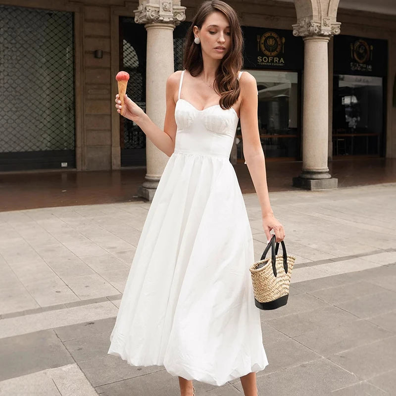 Glorol - Lace-Up Sleeveless Midi Dress