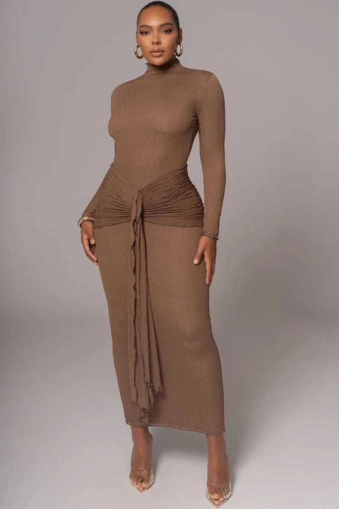 Glorol - Elegant Long Sleeve Bodycon Maxi Dress