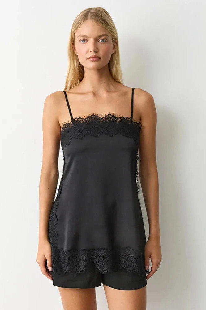 Glorol - Lace Backless Spaghetti Strap Sleeveless Top