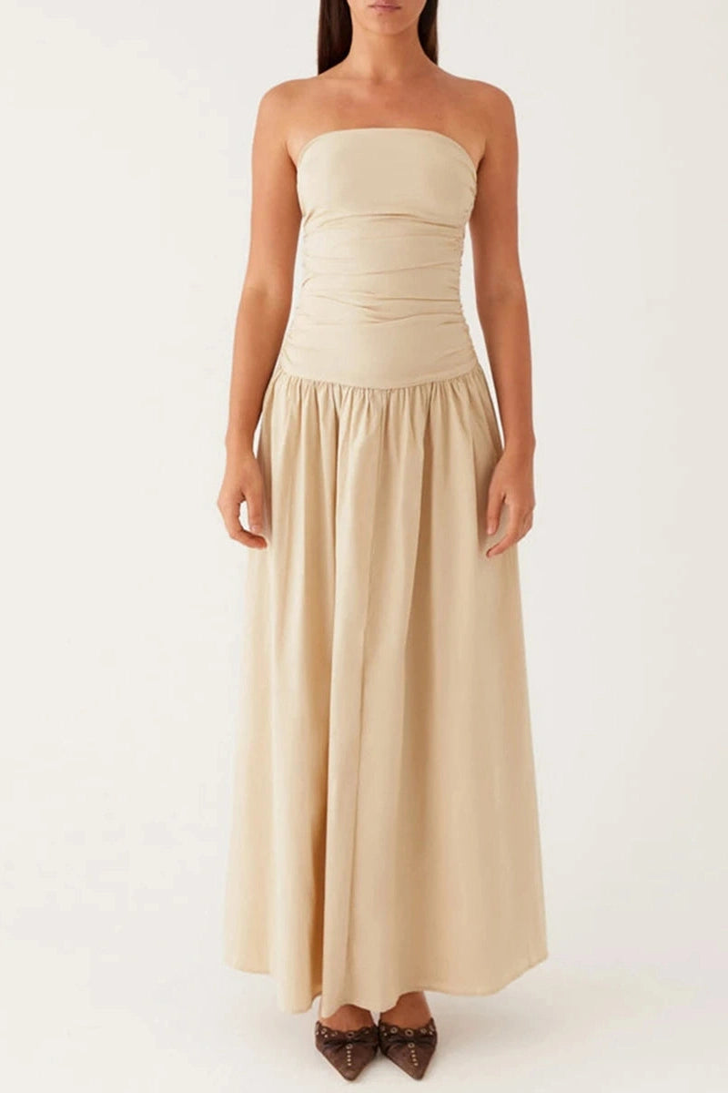 Glorol - Backless Sleeveless Strapless Maxi Dress