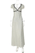 Glorol - Lace Backless V-Neck Short Sleeve Maxi Dress