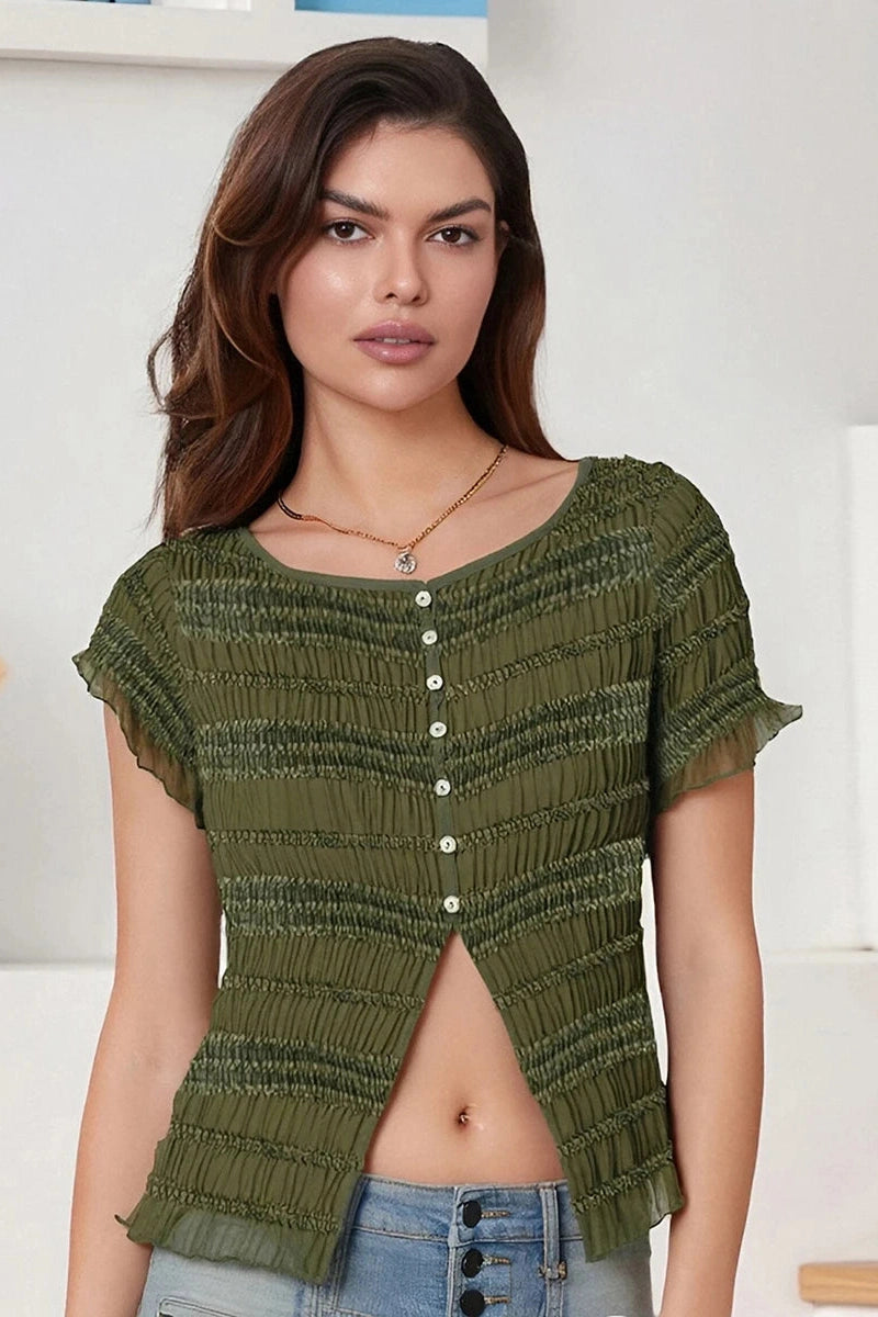 Glorol - Short Sleeve Slit Top
