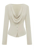 Glorol - Pleated Button Long-Sleeve Top