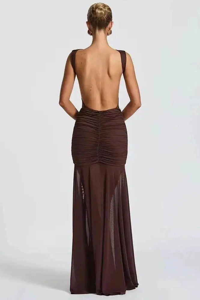 Glorol - Elegant Backless Sleeveless Bodycon Maxi Dress