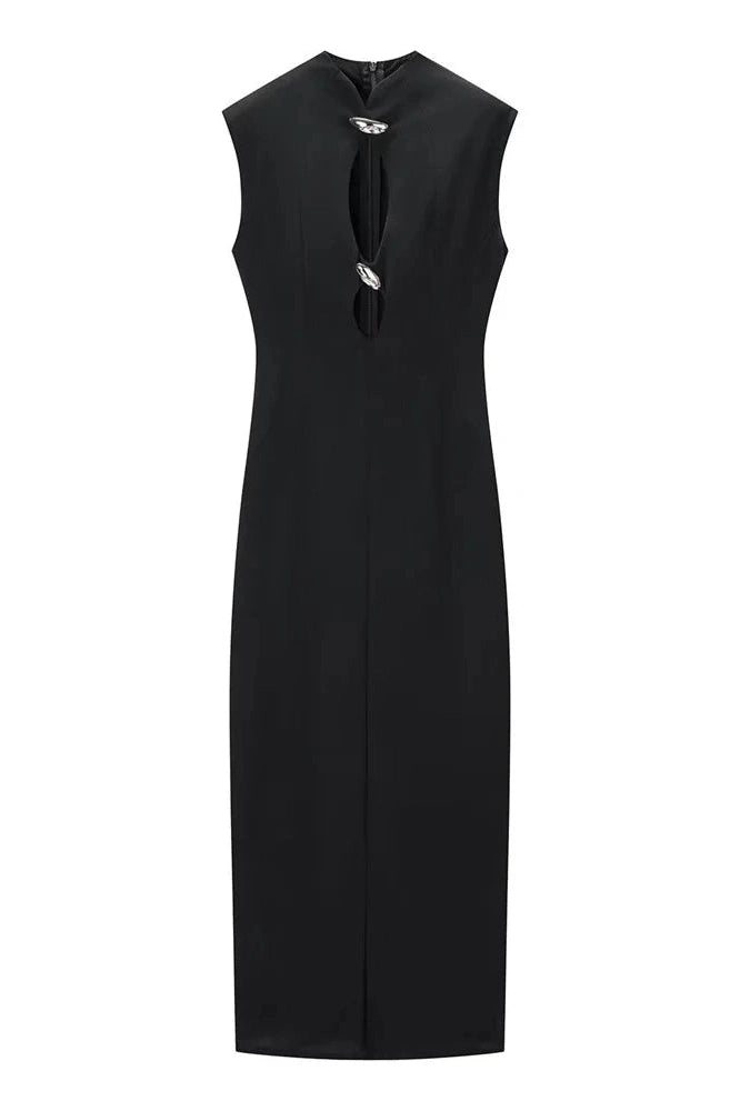 Glorol - Hollow Out High Waist Sleeveless Maxi Dress