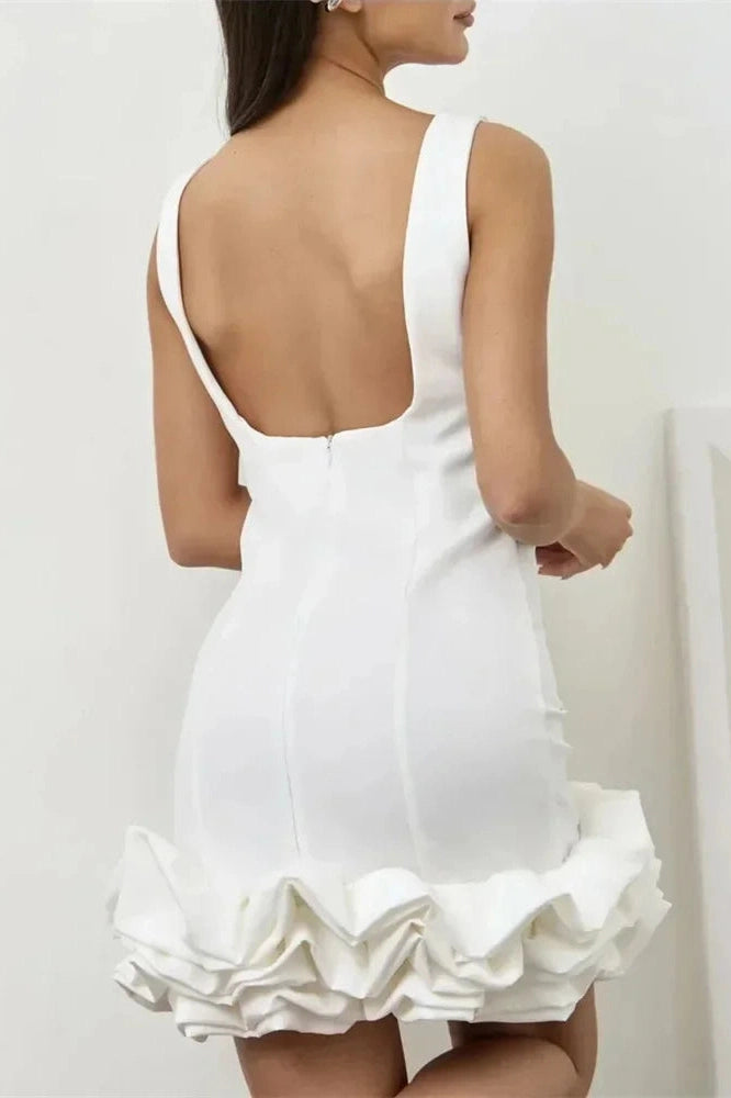 Glorol - Patchwork Sleeveless High Waist Backless Mini Dress