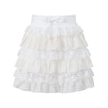 Glorol - Lace Trim Tiered Ruffle Waist Layered Skirt