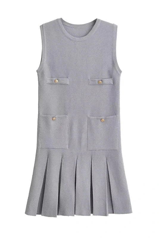 Glorol - Elegant Knitted Sleeveless High Waisted Mini Dress