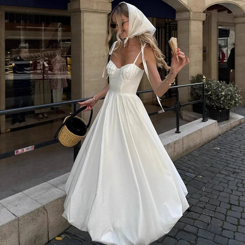 Glorol - Lace-Up Sleeveless Midi Dress