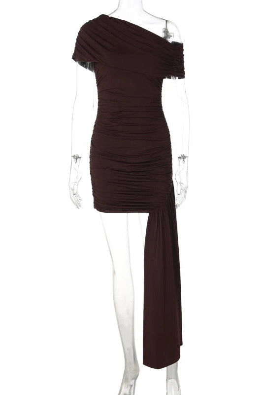 Glorol - Elegant Slim Short-Sleeved High-Waisted Mini Dress