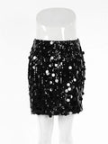 Glorol - High Waist Sequin Patchwork Skirt