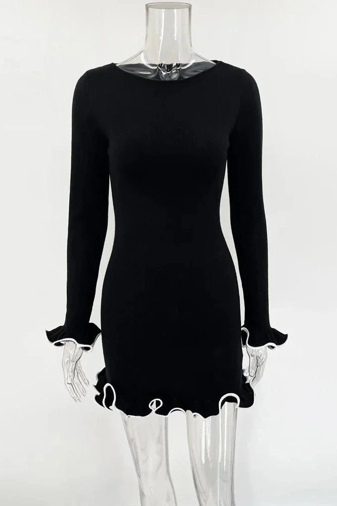 Glorol - Slim Patchwork High Waist Mini Dress