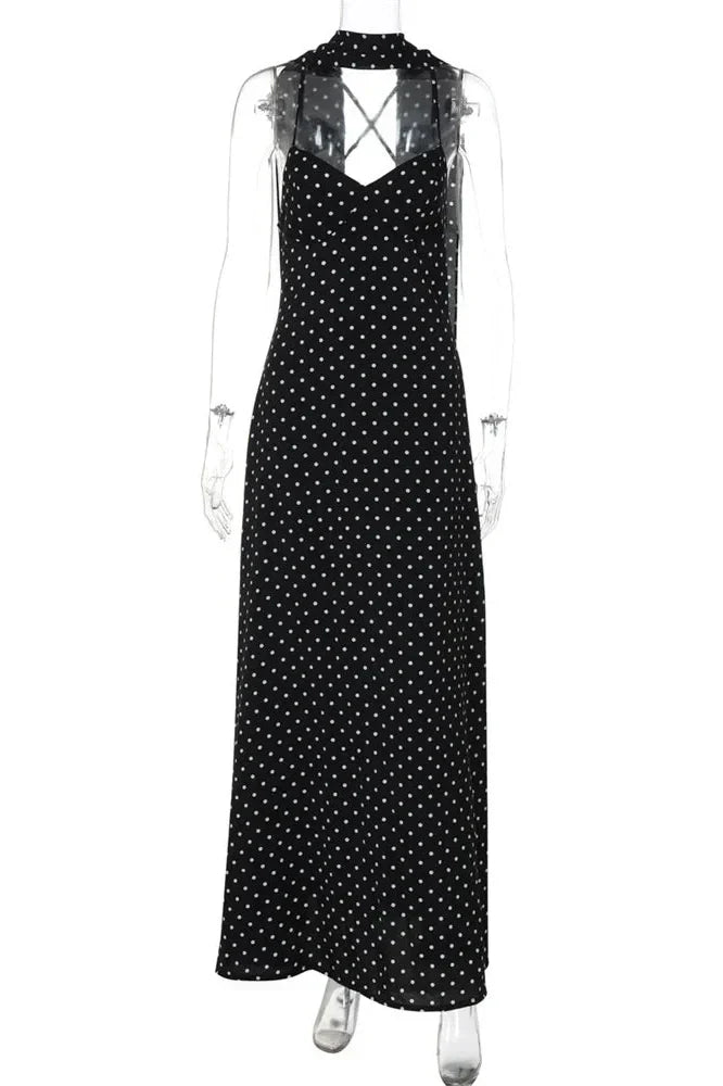 V-Neck Backless Patchwork Printed Maxi Dress