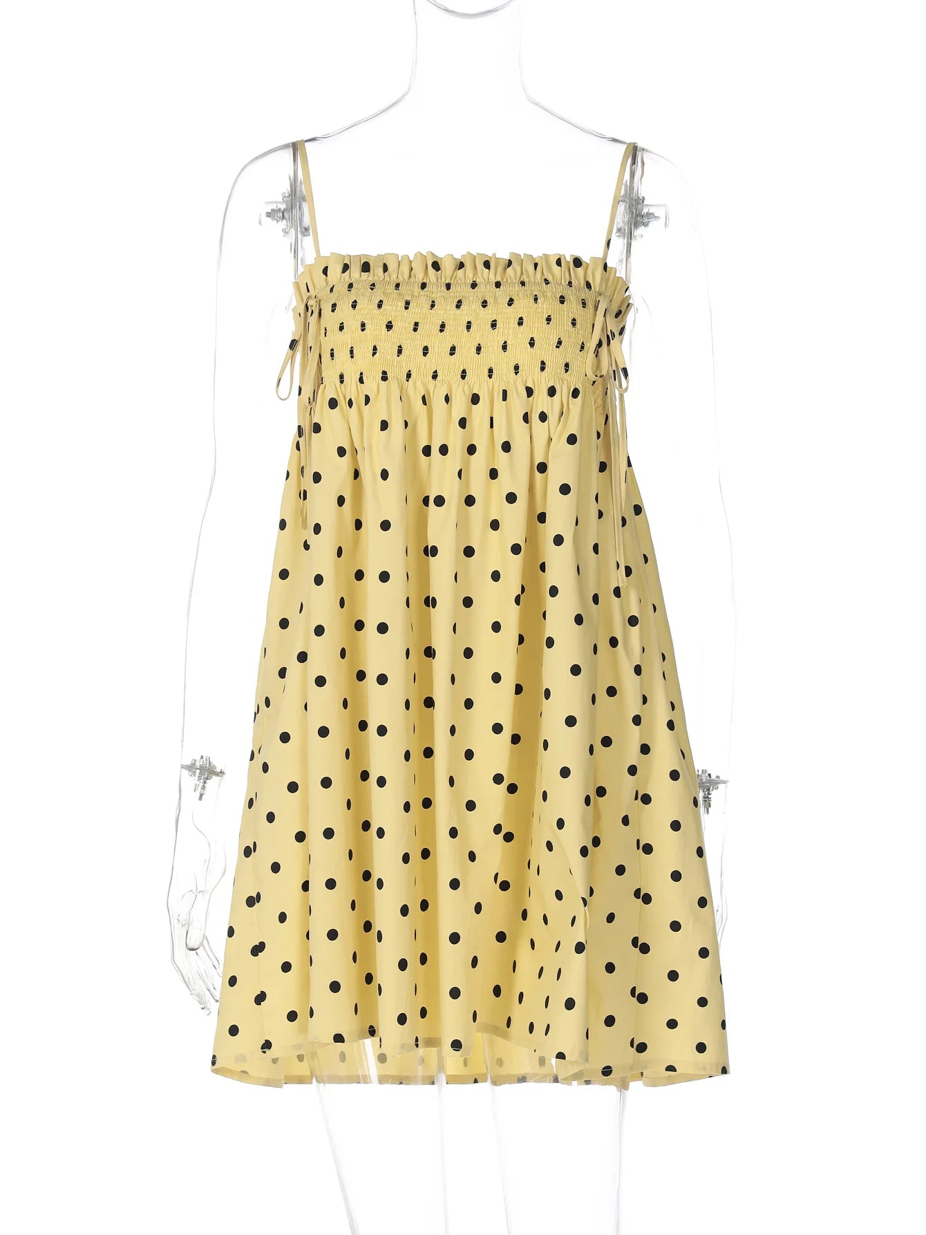 Glorol - Loose Polka Dot Lace Up Sleeveless Mini Dress