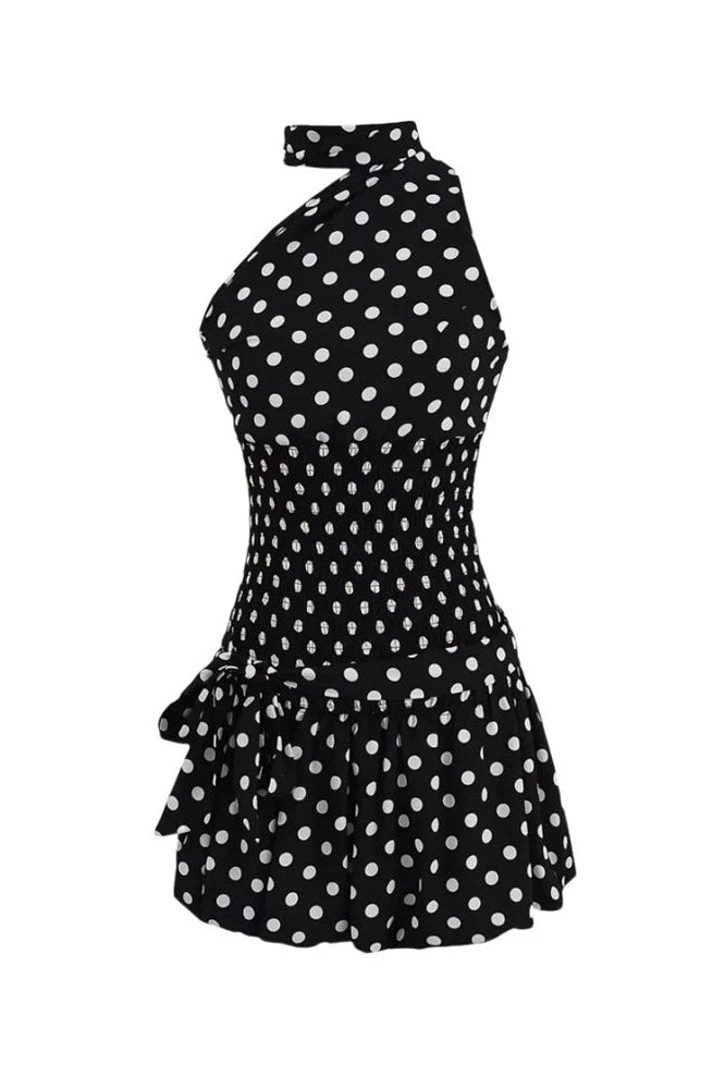 Glorol - Lace-Up Backless One-Shoulder Top