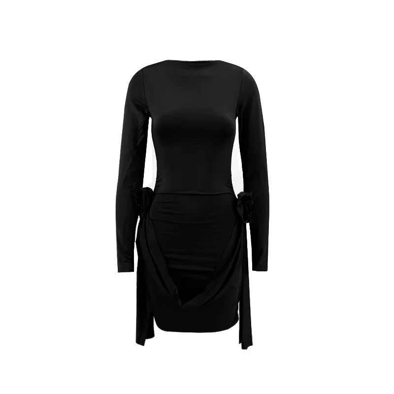 Glorol - Floral Bodycon Long Sleeve Mini Dress